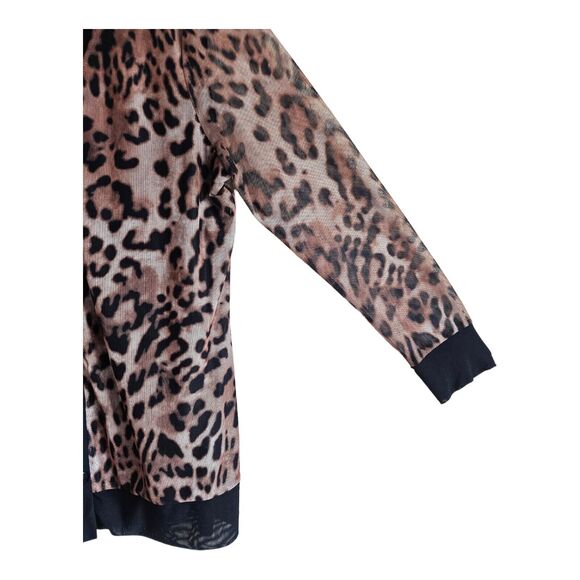 CHICO'S 2 Women's 12 Mesh Cardigan Animal Print V-Neck Button Up Lightweight 38" - Picture 4 of 7